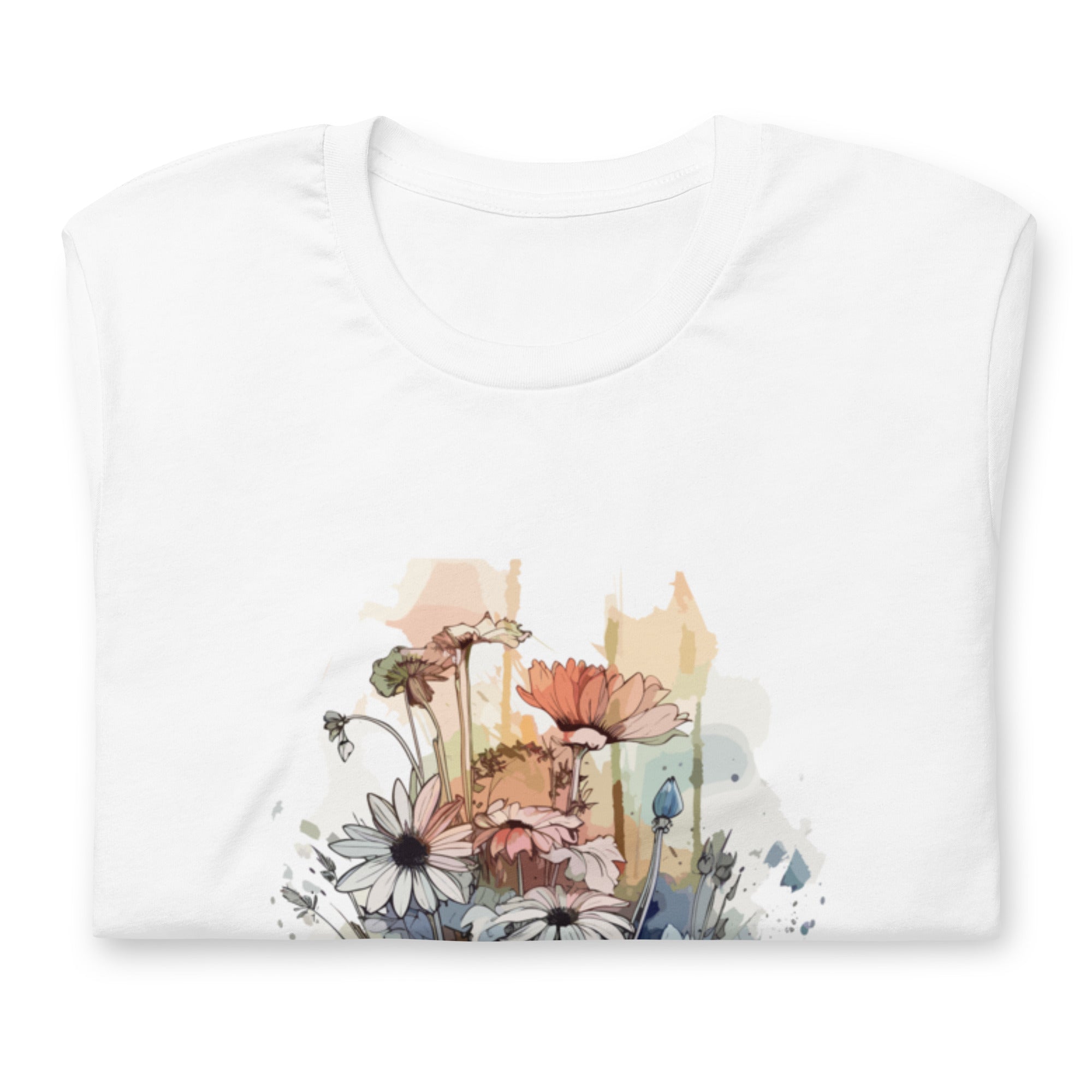Dreamy Watercolor Wild Flowers Graphic Unisex t-shirt
