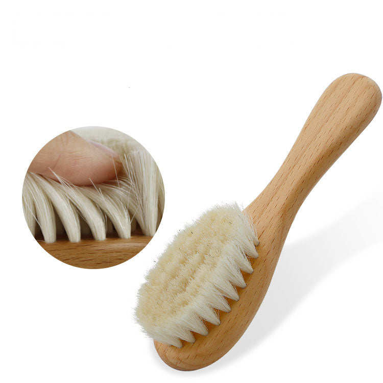 Baby Wool Brush Set Scrubbing Brush Shower Comb - Minihomy