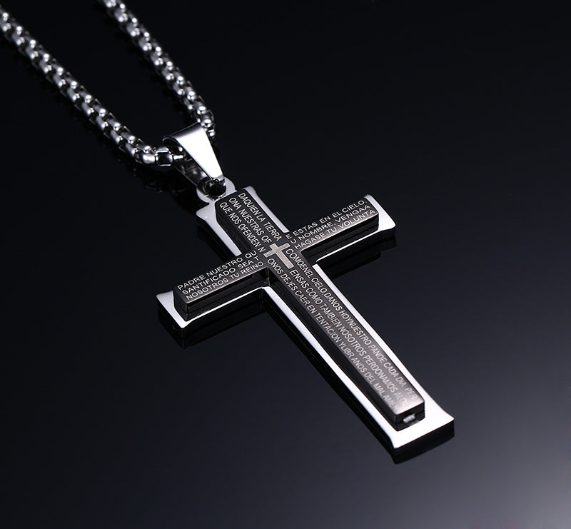 Double Cross Titanium Necklace Stainless Steel Pendant Jewelry - Minihomy