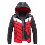 Men's Cotton-padded  With Hood And Color Matching Winter Warm Jacket - Minihomy