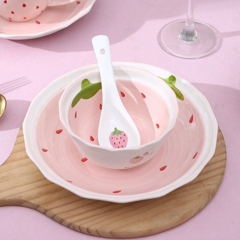 Cute Girl Strawberry Series Tableware Cartoon Dishes - Minihomy