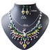 Ethnic Style Zircon Peacock Earring Set Tassel Colorful Clavicle Necklace Jewelry Set