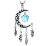 Sterling Silver Celtic Dream Catcher Necklace for Women Moon and Stars Necklace