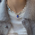 Vintage large gem necklace clavicle chain