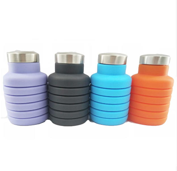 500ML Portable Silicone Water Bottle Retractable Folding Coffee Bottle Outdoor Travel Drinking Collapsible Sport Drink Kettle - Minihomy