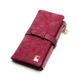 Retro matte leather two-fold draw long multi-card lady wallet