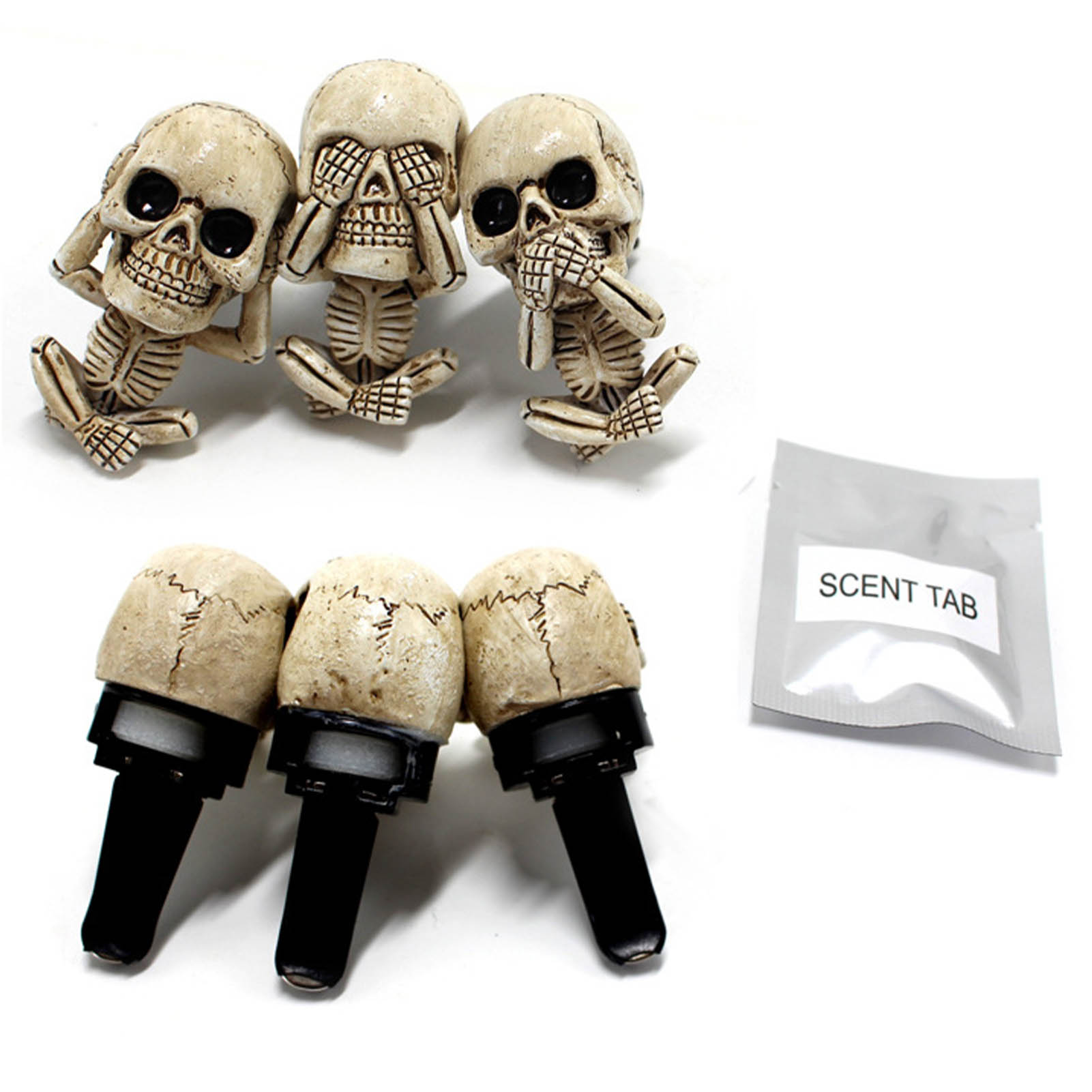 Skull Car Ornaments Air Outlet Ghost Head Three-piece Interior Pendant Decoration