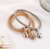 3 Pieces Set Crystal Bead Bracelet for Women Decorated with Crystal Owl Charm