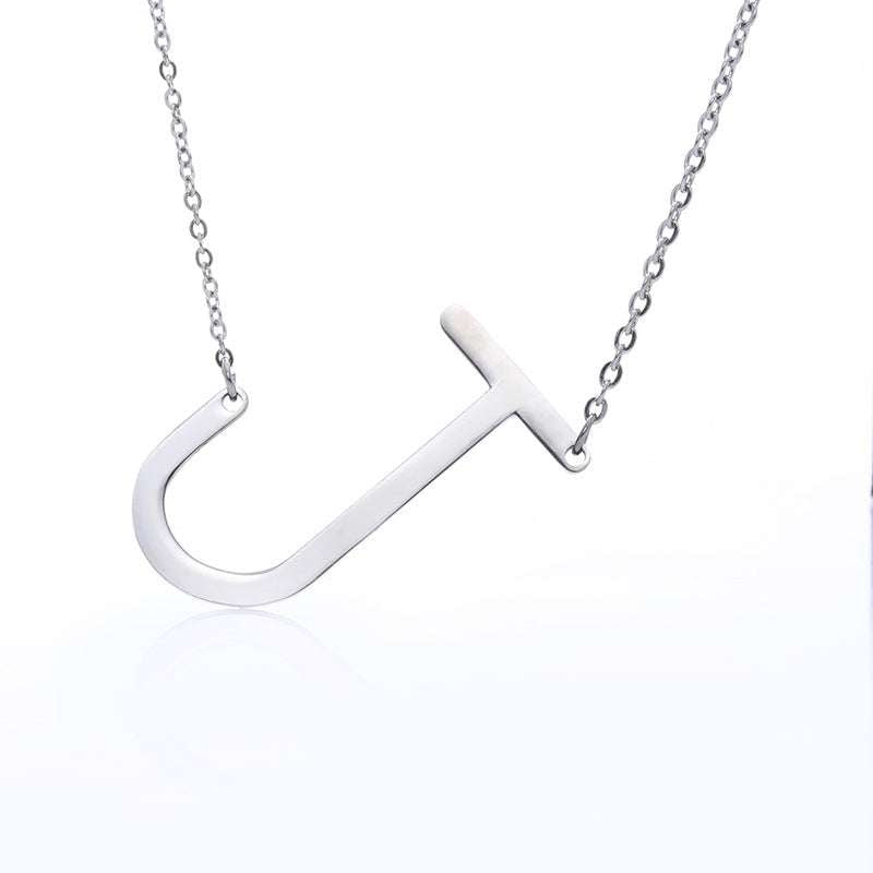 Fabulous Rose Gold Plated Stainless Steel Initial Letter Pendant Necklace - Minihomy