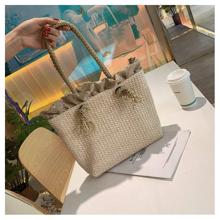 Woven tote bag Straw Knitting Designer Handbags For Women