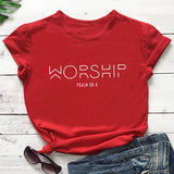 Worship Casual Cotton Christian T-Shirt Faith Shirt Women