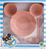 Wheat Straw Children's Bowl Cartoon Wheat Chopsticks Fork Spoon Fruit Dish Mickey's Bowl, Lovely Gift Set - Minihomy