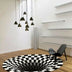 3D Vortex Carpet Black White Grid Bottomless Hole Illusion Anti-Slip Rug - Minihomy