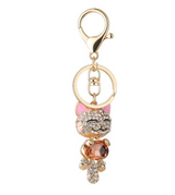 Enamel Lucky Cat Crystal Keychain Alloy Keyring For Women