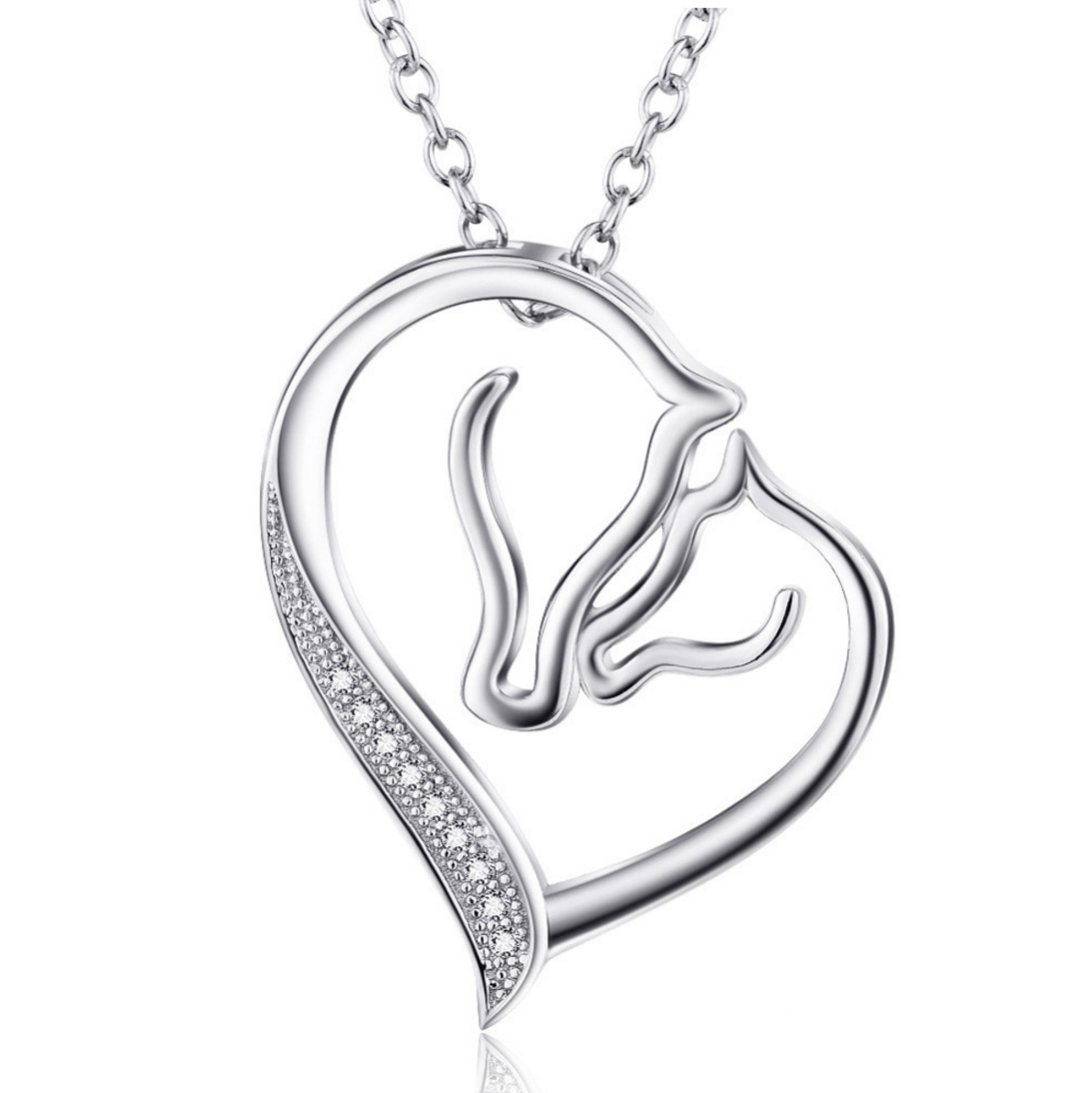 Sterling Silver Mother and Child Horse Heart Pendant