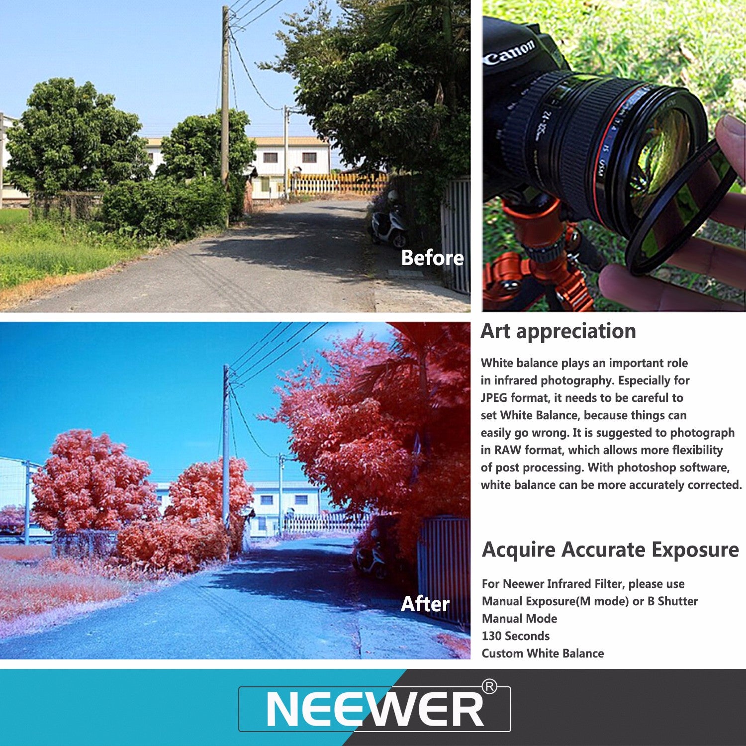 Neewer 4 Pieces 58MM Infrared Filters: IR720, IR760, IR850, IR950 with Pouch - Minihomy