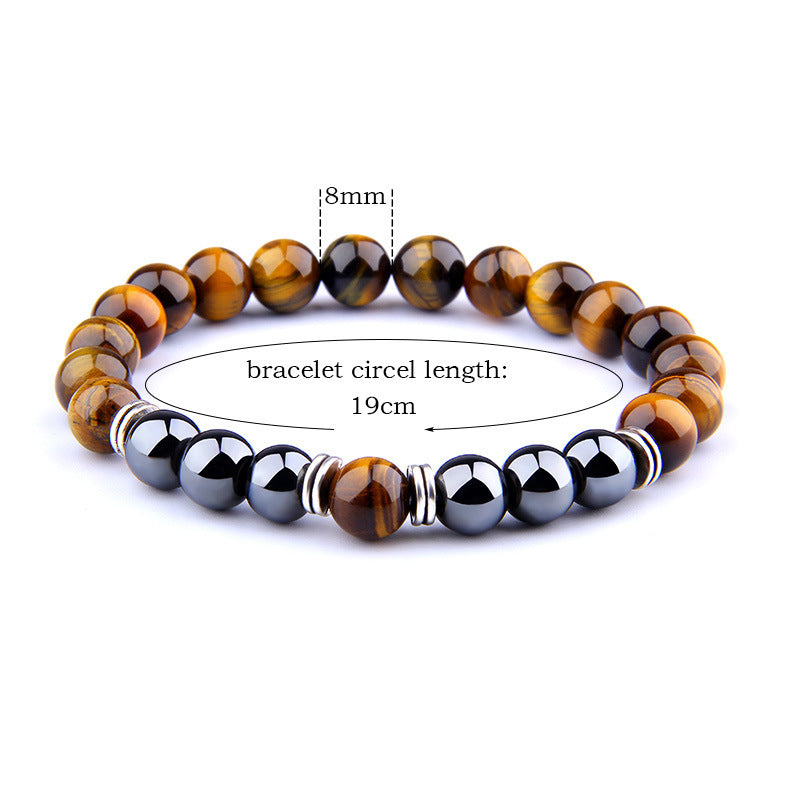 Explosion Style Yellow Tiger Eye Bracelet Fashion Simple Obsidian Alloy Separator Elastic Bracelet - Minihomy