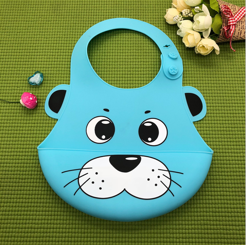 Baby food grade silicone food meal pockets Children's dinner pockets Waterproof disposable cartoon bibs