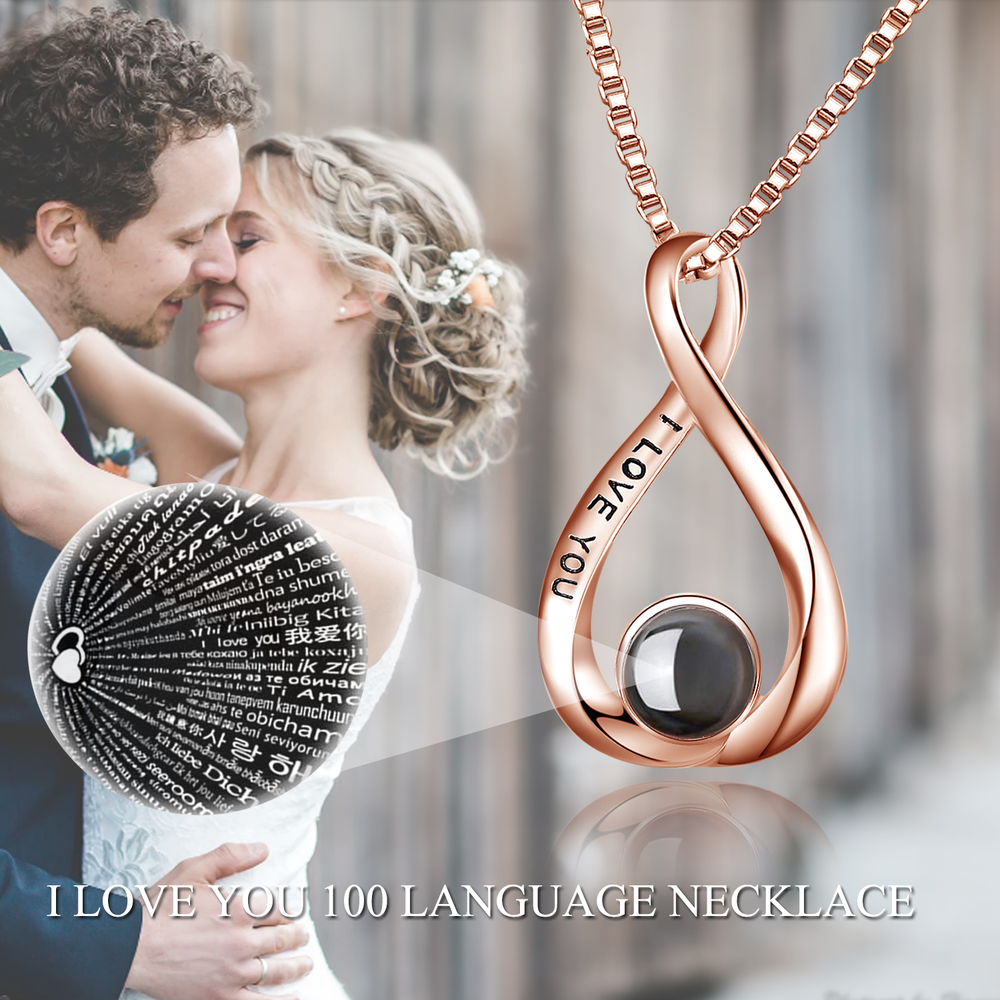 925 Sterling Silver I Love You 100 Languages Love Infinity Necklaces Jewelry - Minihomy