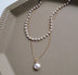 Simple Chain Beaded Multilayer Necklace Pearl Pendant Necklace - Minihomy