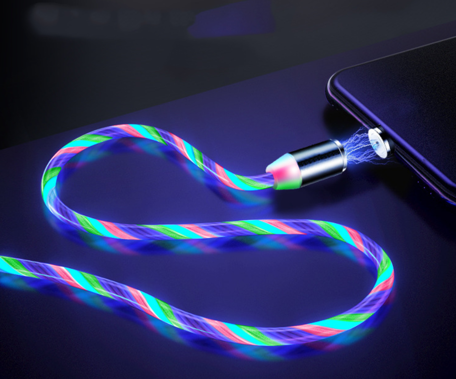 Flowing Light Magnetic Streamer Data Line Cable for Iphone Android Typec - Minihomy