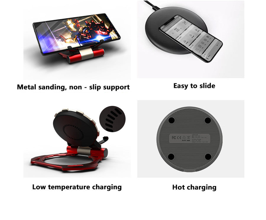 Iron Hero Metal QI Wireless Charging Stand - Desktop Mobile Phone Charger - Minihomy