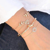 Bohemia Leaf Knot Hand Cuff Link Chain Charm Bracelet Bangle For Women - Minihomy