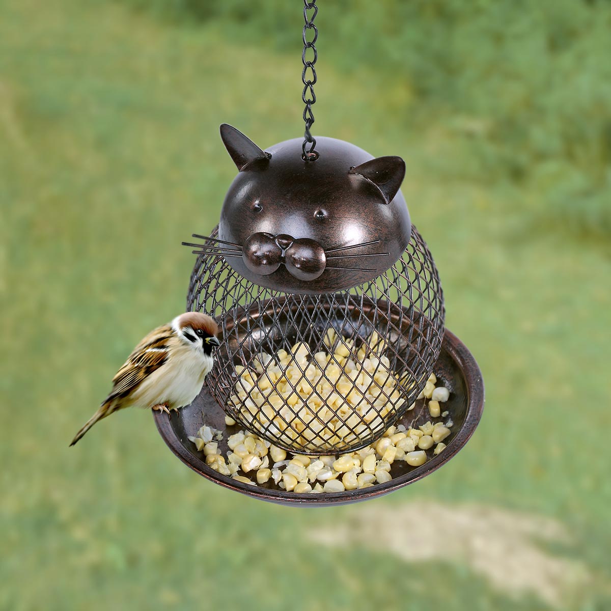 Cat Shaped Bird Feeder Cat Shaped Vintage Handmade Outdoor Decor Villa Garden Decoration Hanging Bird Outdoor Feeder