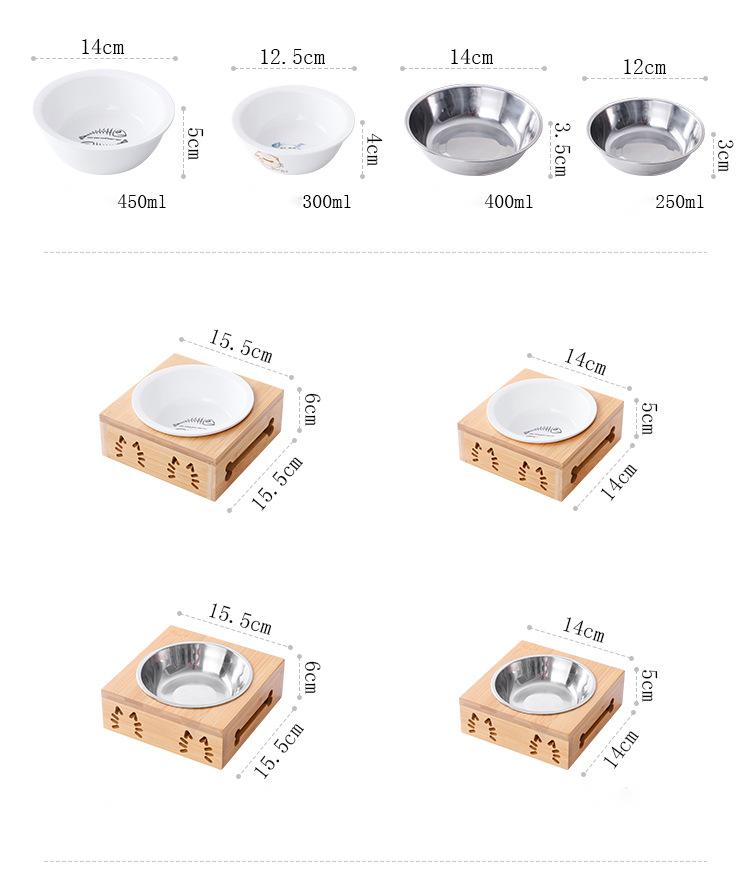 Elevated Cat Dog Bowls with Wooden Stand - Minihomy