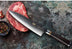 Damascus chef knife ebony round handle 8 inch kitchen knife Western chopper - Minihomy