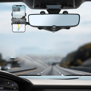 Rearview Mirror Phone Holder For Car Rotatable And Retractable Car Phone Holder Multifunctional 360 - Minihomy
