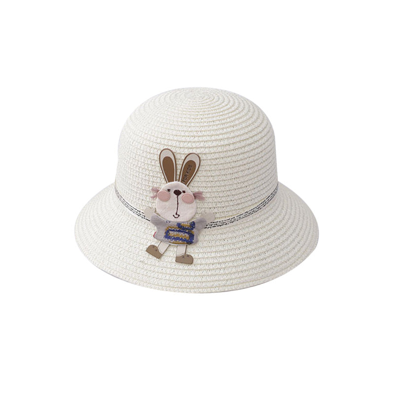 Cute Rabbit Decoration Bag with Two-Piece Straw Hat for Kids