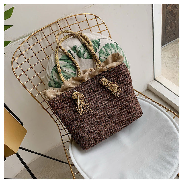 Woven tote bag Straw Knitting Designer Handbags For Women