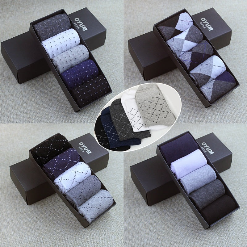 5 Pairs High Quality Business Cotton Men Socks - Minihomy