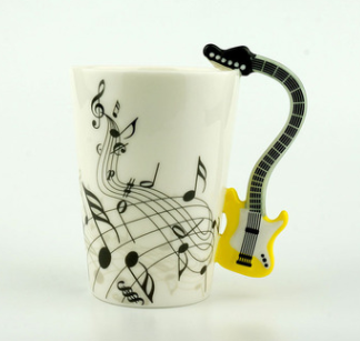 Creative Music Violin Style Guitar Ceramic Mug Coffee Tea Milk Stave Cups With Handle Coffee Mug Novelty Gifts - Minihomy