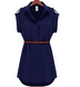 Casual Summer Style Dress Women Casual V-neck Short-Sleeved Shirt Loose Chiffon Mini Dress with Belt - Minihomy