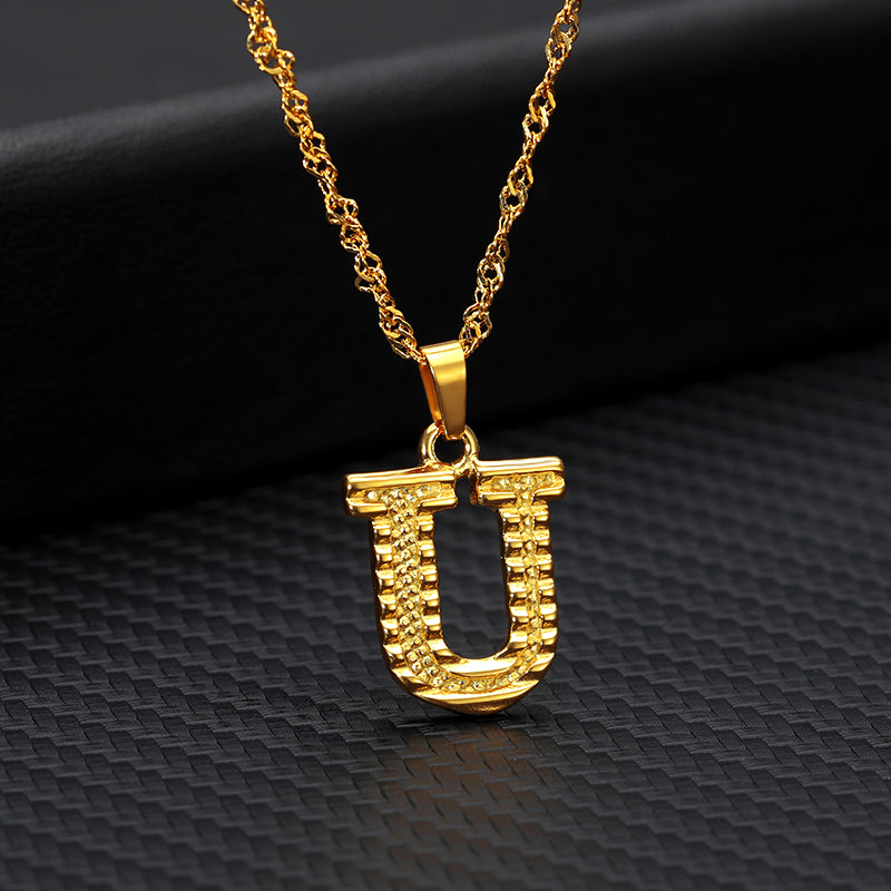 26 letters gold-plated pendant necklace - Minihomy