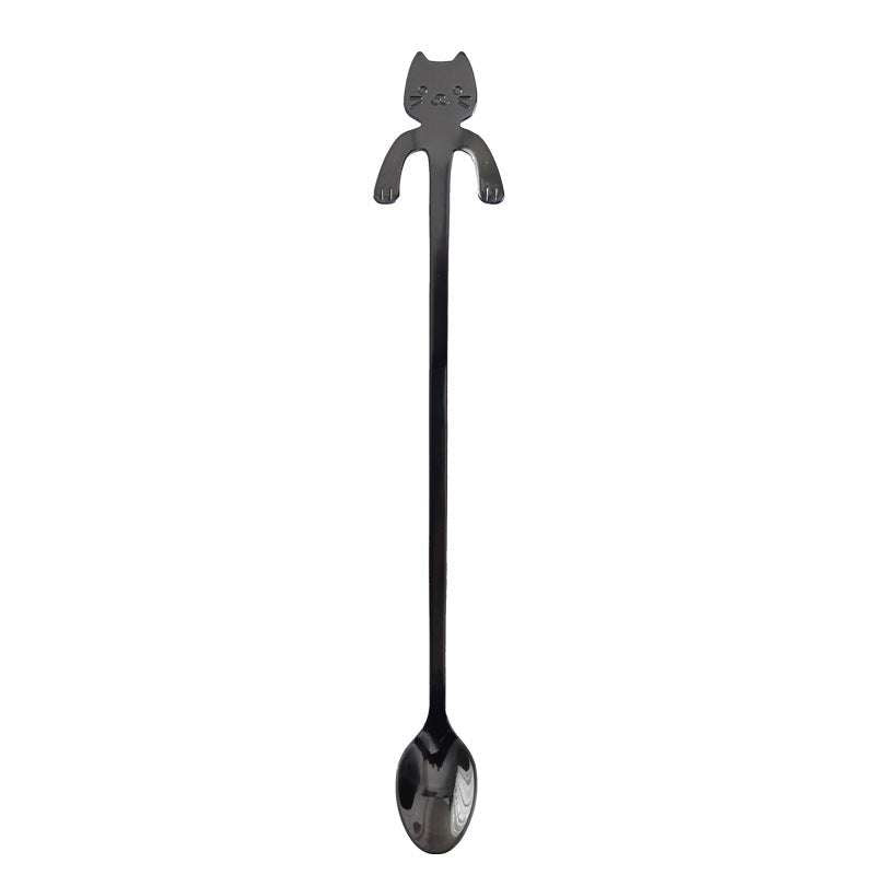 Cross-border 304 Stainless Steel Spoon Cartoon Cat Handle Hanging Coffee Spoon - Minihomy