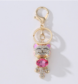 Enamel Lucky Cat Crystal Keychain Alloy Keyring For Women