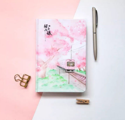 Muco Paper Notebook Notebook Sakura Flower Orbit AR Hardcover Student Handbook - Minihomy