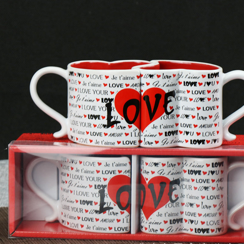 Ceramic Creative Heart-shaped Couple Water Cup - Minihomy