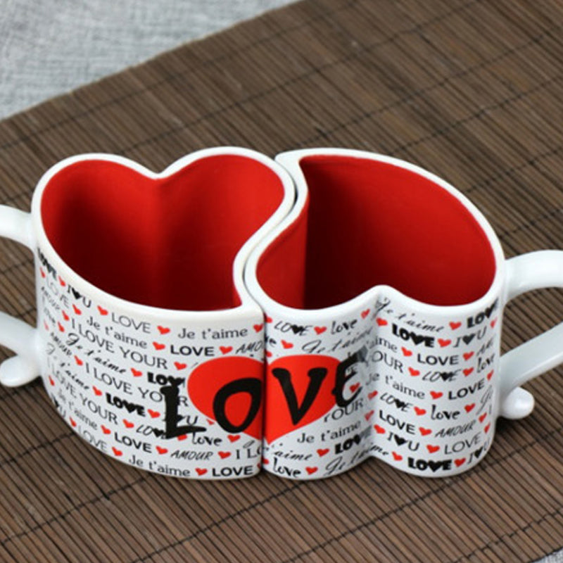 Ceramic Creative Heart-shaped Couple Water Cup - Minihomy