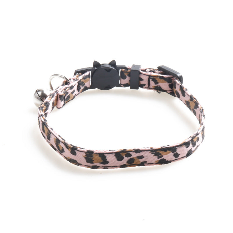 Pet Collar Breakaway with Bell Leopard Durable & Safe Cute Kitten Collars - Minihomy