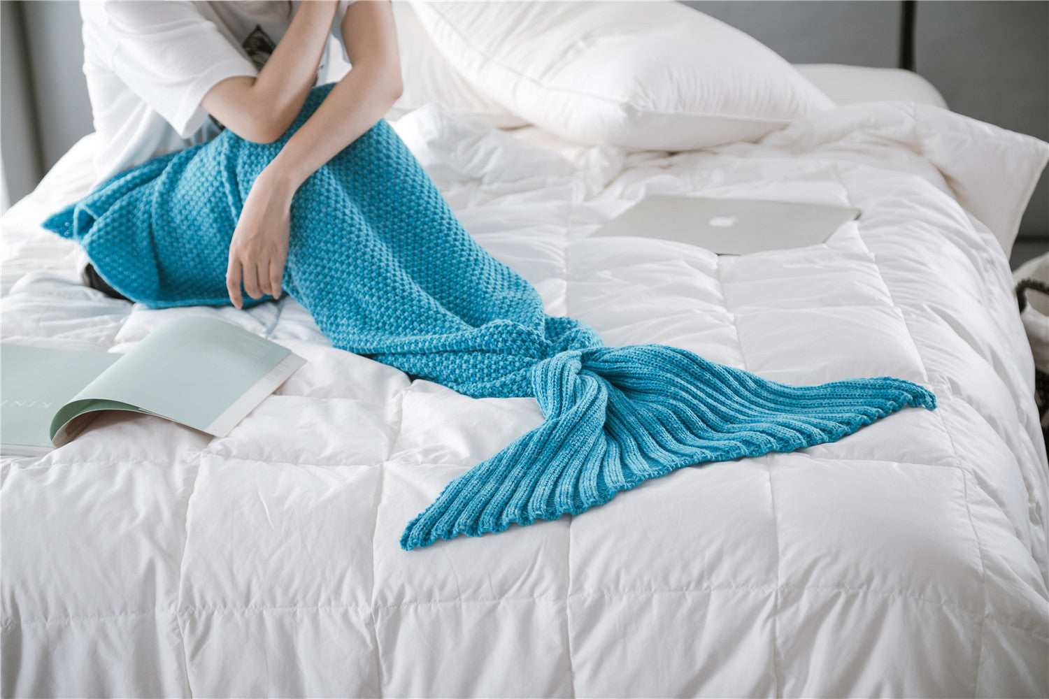 Mermaid Tail Blanket Knitted Crochet for Adult Childern Super Soft Sleeping Blankets