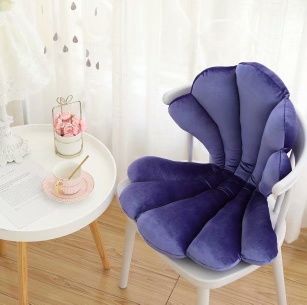 Luxurious Velvet Seal Shell Chair Cushion Unqiue Rose Seat Pillow Upscale Restaurant Chair Decor Girly Room Decorations - Minihomy