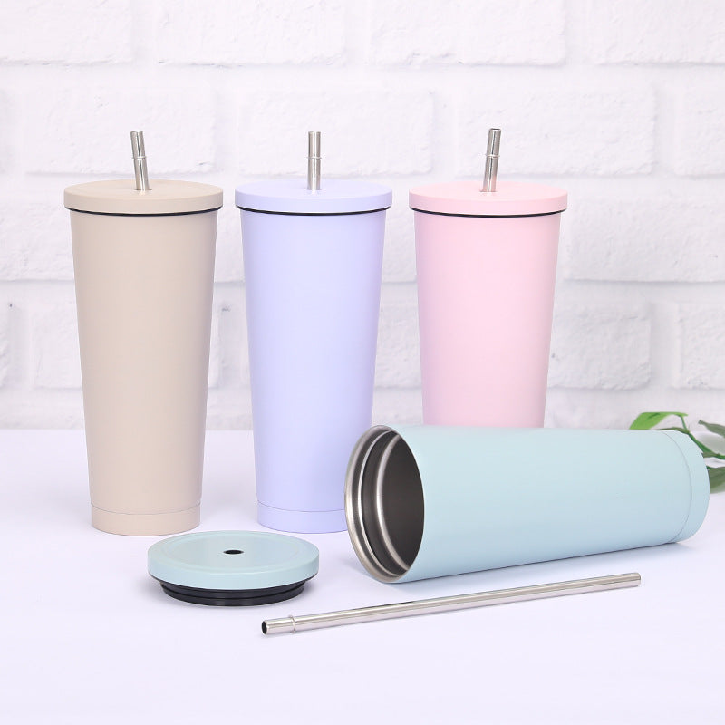 Creative Coffee Cup with Stainless Steel Straw Cup - Minihomy