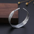 Vintage Thai Silver Women's Simple Feather Bracelet Open Bracelet Women