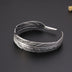 Vintage Thai Silver Women's Simple Feather Bracelet Open Bracelet Women