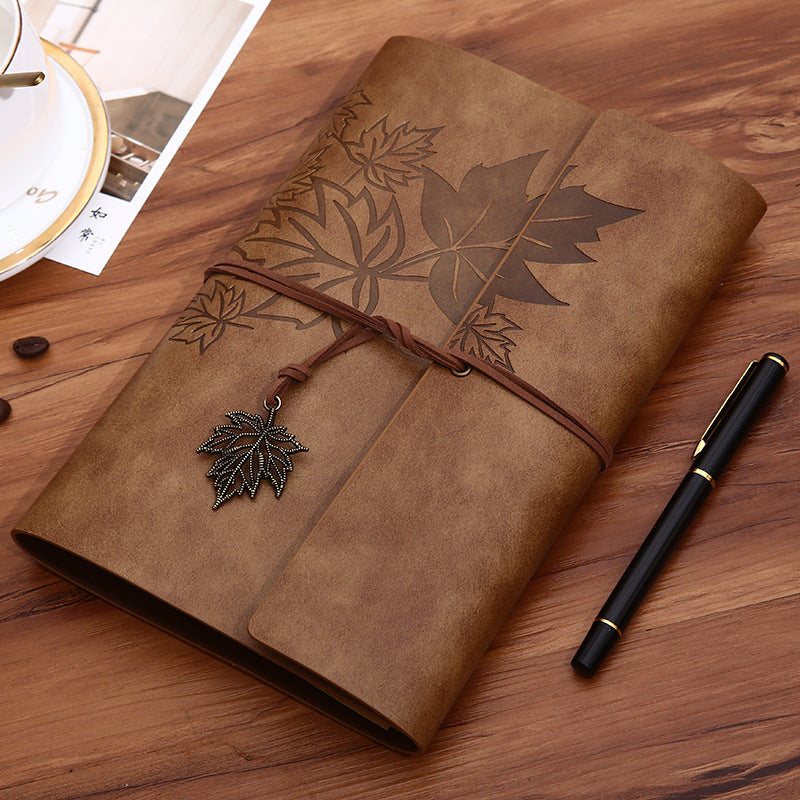 Strap Retro Hand Ledger Discoloration imitation leather Leaf Book