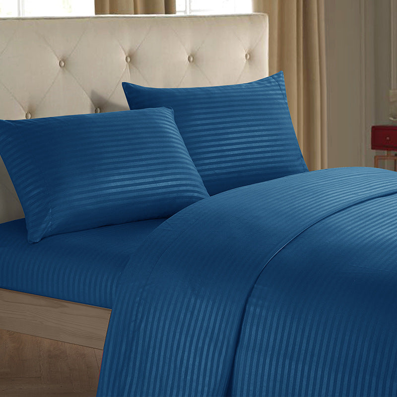 Plain Color Imitation Satin Striped Home Textile Four-piece Set Simple Bedding Set Multi-color Optional